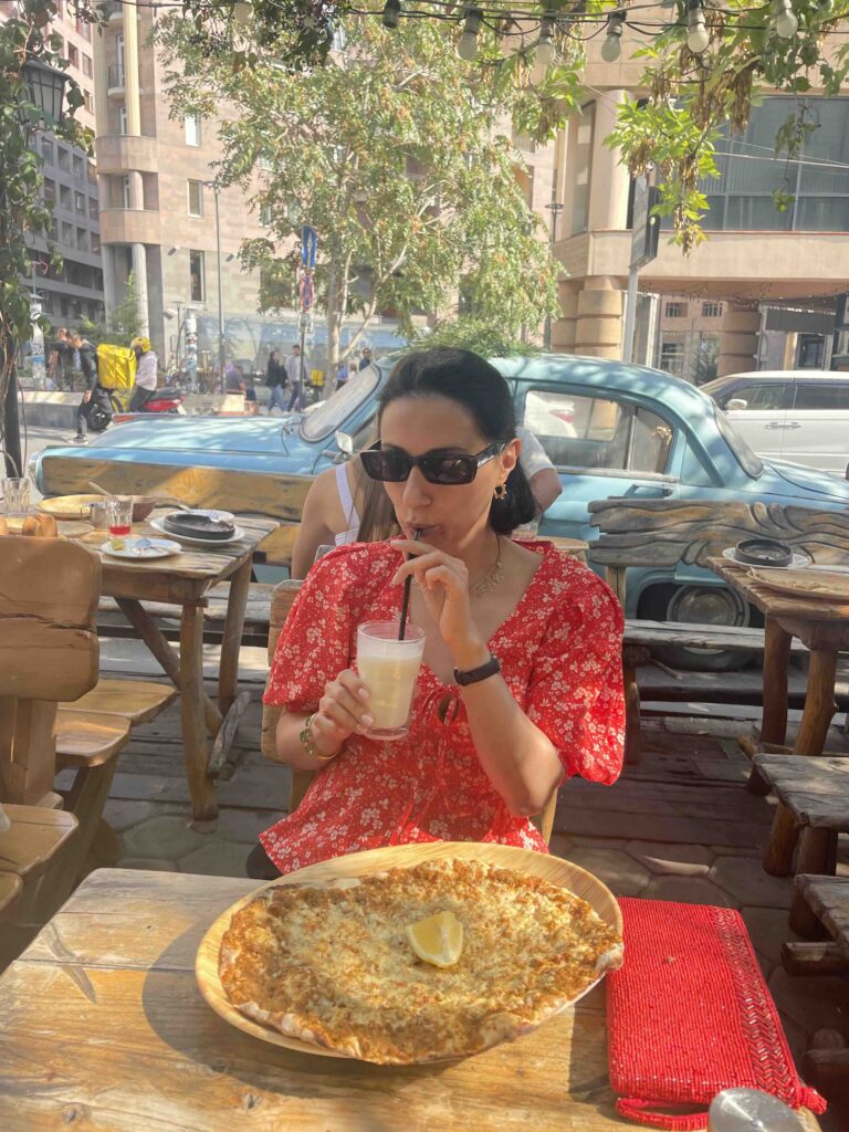 Traditional Armenian lahmajo flatbread at Tun Lahmajo in Yerevan